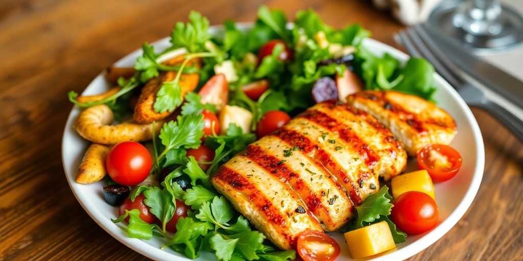 Prato colorido de jantar saudável com vegetais grelhados.